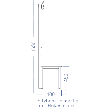 Skizze Sitzbank einseitig